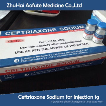 Ceftriaxone Sodium for Injection 1g (paper packing box)